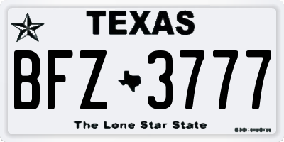 TX license plate BFZ3777
