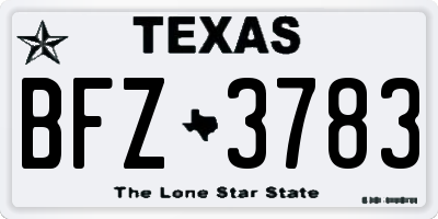 TX license plate BFZ3783