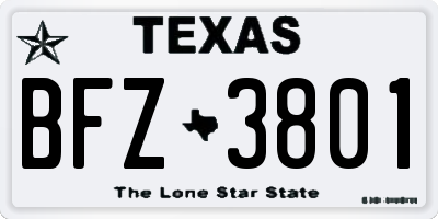 TX license plate BFZ3801
