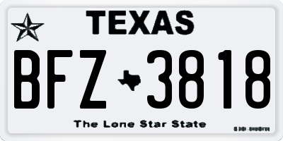 TX license plate BFZ3818
