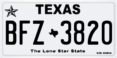 TX license plate BFZ3820
