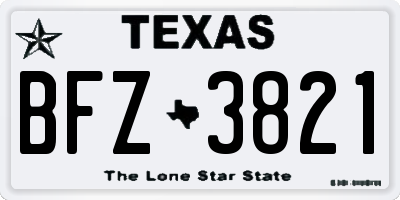 TX license plate BFZ3821