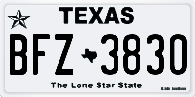 TX license plate BFZ3830