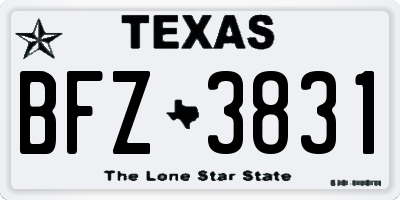 TX license plate BFZ3831