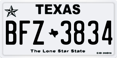 TX license plate BFZ3834