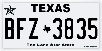 TX license plate BFZ3835