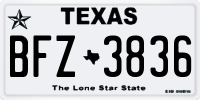 TX license plate BFZ3836