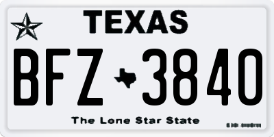 TX license plate BFZ3840