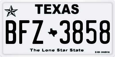 TX license plate BFZ3858