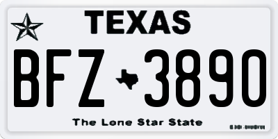 TX license plate BFZ3890