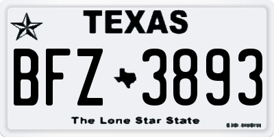 TX license plate BFZ3893
