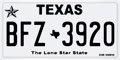 TX license plate BFZ3920