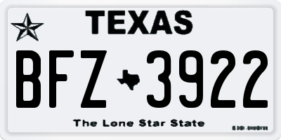 TX license plate BFZ3922