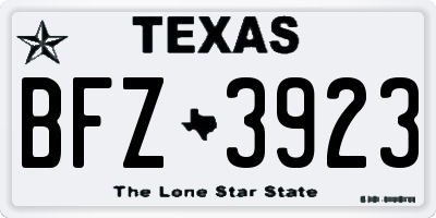 TX license plate BFZ3923
