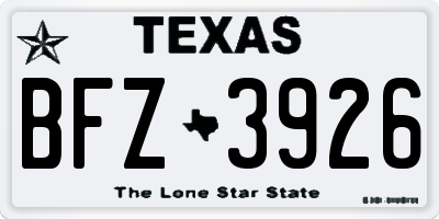 TX license plate BFZ3926