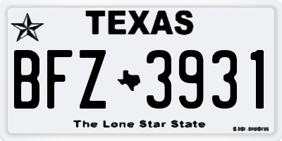 TX license plate BFZ3931