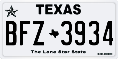 TX license plate BFZ3934