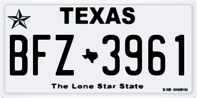 TX license plate BFZ3961