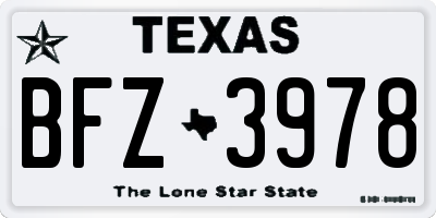TX license plate BFZ3978