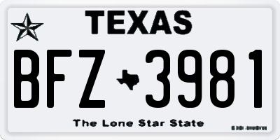 TX license plate BFZ3981
