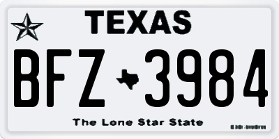 TX license plate BFZ3984