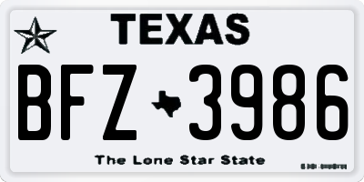 TX license plate BFZ3986