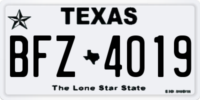 TX license plate BFZ4019