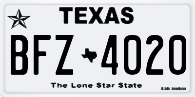 TX license plate BFZ4020