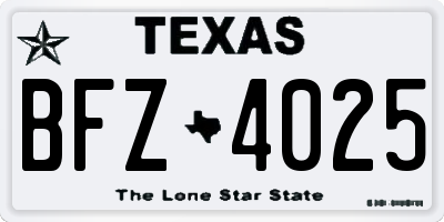 TX license plate BFZ4025