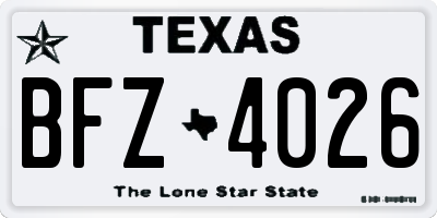 TX license plate BFZ4026