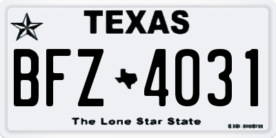 TX license plate BFZ4031