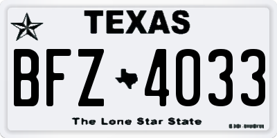 TX license plate BFZ4033