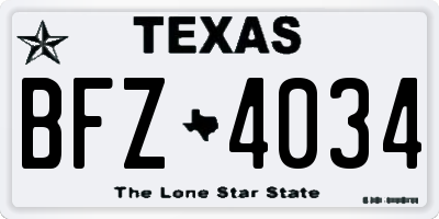 TX license plate BFZ4034