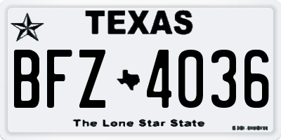 TX license plate BFZ4036