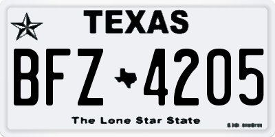TX license plate BFZ4205