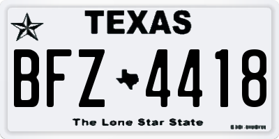 TX license plate BFZ4418