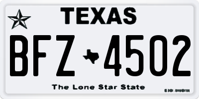 TX license plate BFZ4502