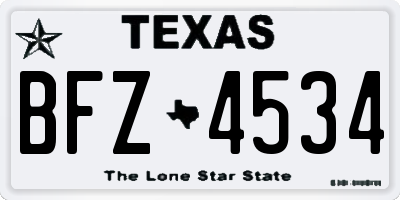 TX license plate BFZ4534