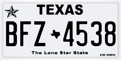 TX license plate BFZ4538