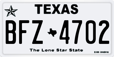 TX license plate BFZ4702