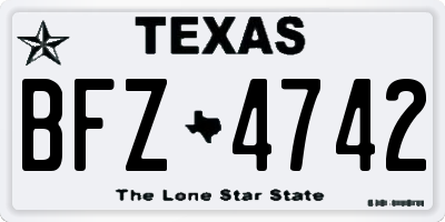 TX license plate BFZ4742
