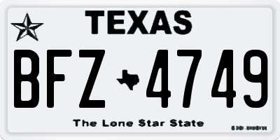 TX license plate BFZ4749