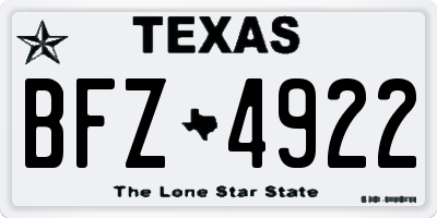 TX license plate BFZ4922
