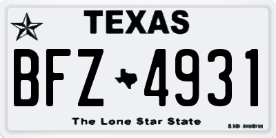 TX license plate BFZ4931