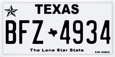 TX license plate BFZ4934
