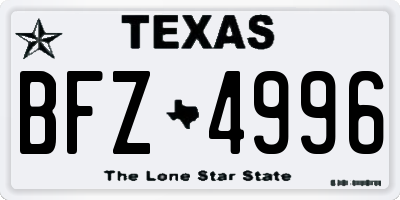 TX license plate BFZ4996