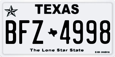 TX license plate BFZ4998