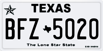 TX license plate BFZ5020