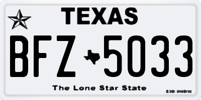 TX license plate BFZ5033
