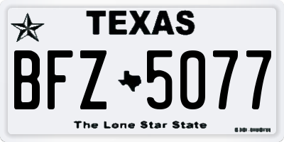 TX license plate BFZ5077